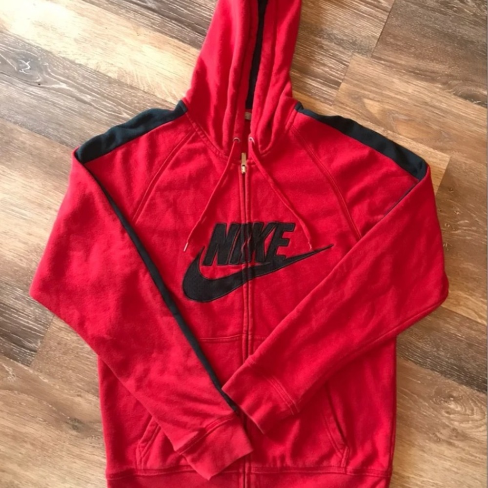 vintage red and black nike zip up